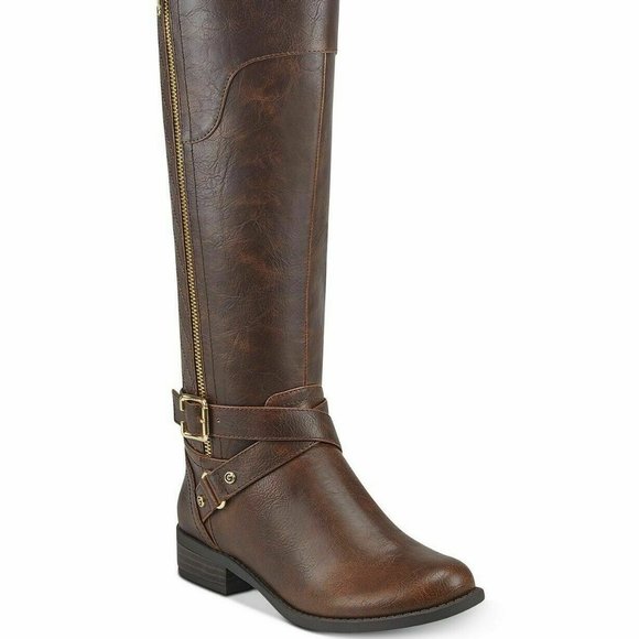 G by Guess Women's Shoes Haydin Leather Almond Toe Knee High Fashion Boots Brown - Picture 4 of 16